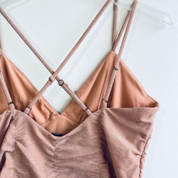 Wild Fable Shimmery Blush Women's Sleeveless Ruched Bodycon Mini Dress L NWOT - Picture 9 of 15